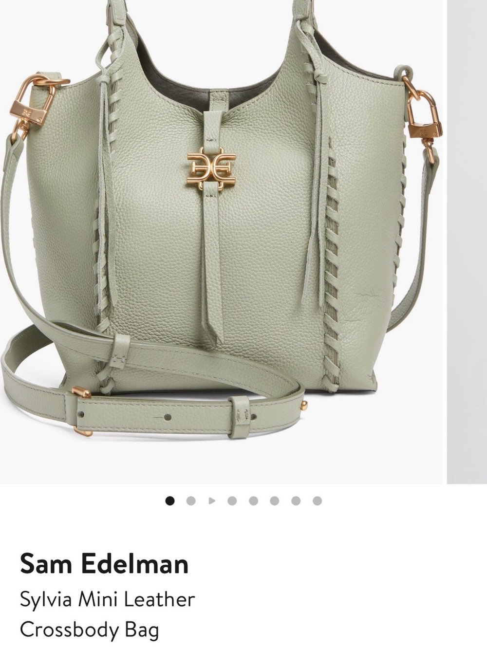 Sam Edelman Mini Leather Crossbody Bag - Sage Green with Gold Hardware